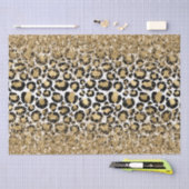 ブラック金ゴールドヒョウ印刷グリッツ 薄葉紙 (クラフト)