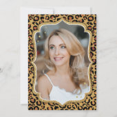 ブラック金ゴールドヒョウ印刷フォト50誕生日 招待状 (裏面)