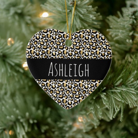 ブラック金ゴールドヒョウ印刷 セラミックオーナメント (ツリー)