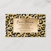 ブラック金ゴールドヒョウ結婚プリントイベント 名刺 (裏面)