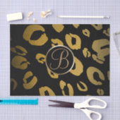 ブラック金ゴールドヒョウcheetahモノグラムレターイニシャル 薄葉紙 (クラフト)