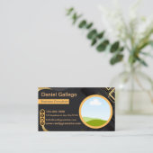 ブラック金ゴールドビジネスコンサルタントIDカード 名刺 (スタンド正面)