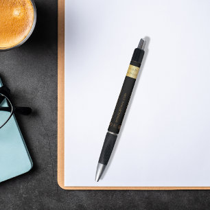 ブラック金ゴールドビジネスロゴ名電話メールWebサイト ボールペン