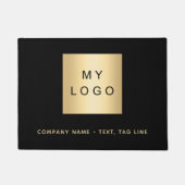 ブラック金ゴールドビジネスロゴ ドアマット (正面)