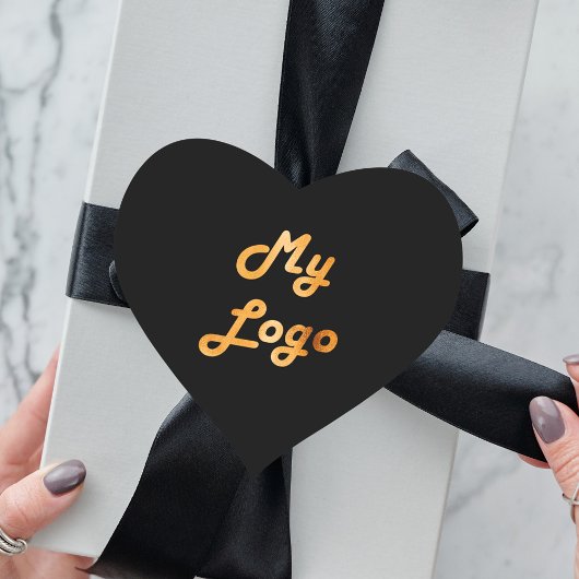ブラック金ゴールドビジネスロゴ ハートシール