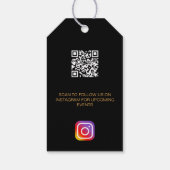 ブラック金ゴールドビジネスロゴQR Instagramつるラベル ギフトタグ (裏面)