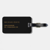 ブラック金ゴールドビジネス会社ロゴモノグラム ラゲッジタグ (裏面横)