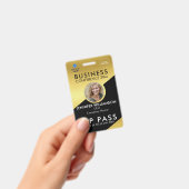 ブラック金ゴールドビジネス会議展示写真ID バッジ (手持ち)