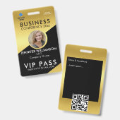 ブラック金ゴールドビジネス会議展示写真ID バッジ (正面＆裏面)