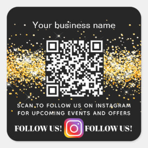 ブラック金ゴールドビジネスQRコードInstagram スクエアシール
