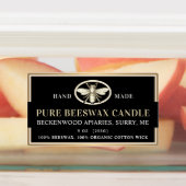 ブラック金ゴールドビーズワックスキャンドル長方形ヘラルドビー ラベル (貼付)