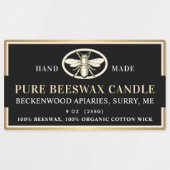 ブラック金ゴールドビーズワックスキャンドル長方形ヘラルドビー ラベル (デザイン2)