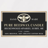 ブラック金ゴールドビーズワックスキャンドル長方形ヘラルドビー ラベル (デザイン1)