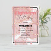 ブラック金ゴールドピンクアルコールインク18thバースデーパーティー 招待状 (スタンド正面)