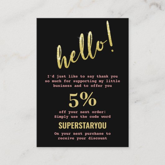 ブラック金ゴールドピンクサンキューソーシャルメディアのロゴ挿入 名刺 (正面)