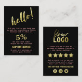 ブラック金ゴールドピンクサンキューソーシャルメディアのロゴ挿入 名刺 (正面/裏面)