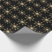 ブラック金ゴールドピンクスノーフレーククリスマスパターン ラッピングペーパー (角)