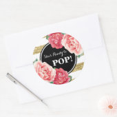 ブラック金ゴールドピンクフローラベビーシャワー準備ポップ・アートの完了 ラウンドシール (封筒)