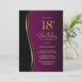 ブラック金ゴールドピンク18thバースデーパーティー 招待状 (スタンド正面)
