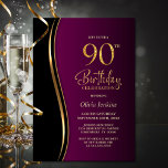 ブラック金ゴールドピンク90thバースデーパーティー 招待状<br><div class="desc">招待状お友達や愛する人にモダンこの黒、金ゴールド、ピンク90th誕生日パーティーの招待状をプレゼント。この招待テンプレートのカスタマイズ可能な文字領域を使用すると、日付、時刻、会場、RSVP情報など、特別な誕生祝いに必要なすべての詳細を簡単に含めることができます。さまざまな紙タイプとコーナースタイルがユニーク招待状で利用でき、デジタル形式を好んでダウンロードすもしるオプションも用意されている。</div>