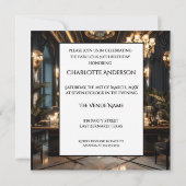 ブラック金ゴールドファブラスアートデコルームエスニックウーマン 招待状 (裏面)