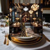 ブラック金ゴールドファブラスアートデコルームエスニックウーマン 招待状