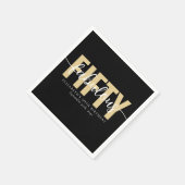 ブラック金ゴールドファブラス50歳の誕生日パーティー スタンダードカクテルナプキン (角)