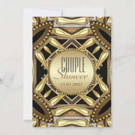 ブラック金ゴールドファンキーグラムカップルシャワー招待状 招待状