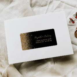 ブラック金ゴールドフェイクグリッターウェディングRSVPセルフアドレス ラベル