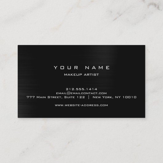 ブラック金ゴールドフェイクグリッターメイクアップまばたき 名刺 (裏面)