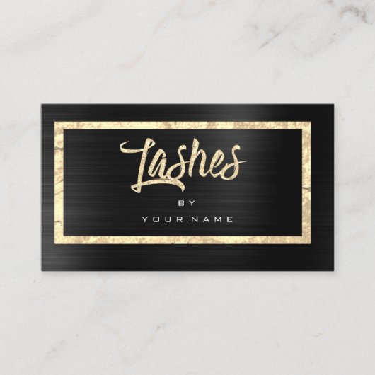 ブラック金ゴールドフェイクグリッターメイクアップまばたき 名刺 (正面)