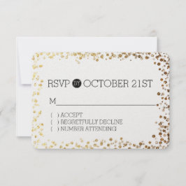 ブラック金ゴールドフェイクグリッター《写真》ぼけ味RSVP 出欠カード