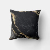 ブラック金ゴールドフェイクマーブルかわいらしモノグラム クッション (裏面)