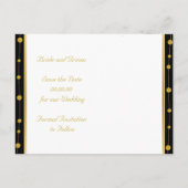 ブラック金ゴールドフォイルビーズモダンウェディング日付を保存 案内ポストカード (裏面)