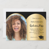 ブラック金ゴールドフォトアーチ卒業2025 招待状 (正面)