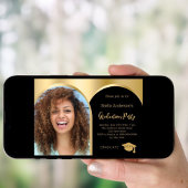 ブラック金ゴールドフォトアーチ卒業2025 招待状