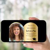 ブラック金ゴールドフォトアーチ卒業2025 招待状