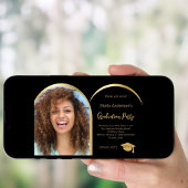 ブラック金ゴールドフォトアーチ卒業2025 招待状