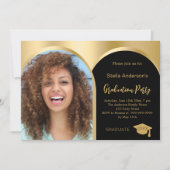 ブラック金ゴールドフォトアーチ卒業2025 招待状 (正面)