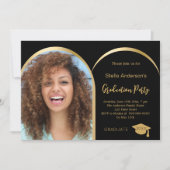 ブラック金ゴールドフォトアーチ卒業2025 招待状 (正面)