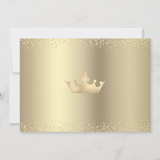 ブラック金ゴールドフォトキンセアニラグリッターティアラガーリー 招待状 (裏面)