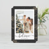 ブラック金ゴールドフォトクリ信じスマス シーズンカード (スタンド正面)