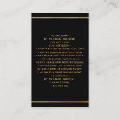 ブラック金ゴールドフォトクロスアーチ葬儀祈りの言葉カード 名刺 (裏面)