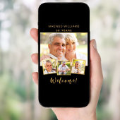 ブラック金ゴールドフォトコラージュ誕生日パーティーへようこそ ポスター