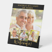 ブラック金ゴールドフォトコラージュ誕生日パーティーへようこそ 台座サイン (正面)