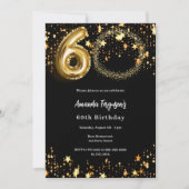 ブラック金ゴールドフォトスター60th birthday luxury 招待状 (正面)