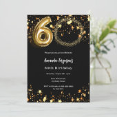 ブラック金ゴールドフォトスター60th birthday luxury 招待状 (スタンド正面)