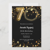 ブラック金ゴールドフォトスター70th贅沢な誕生日 招待状 (正面)