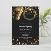 ブラック金ゴールドフォトスター70th贅沢な誕生日 招待状 (スタンド正面)