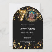 ブラック金ゴールドフォトスター70th birthday arch 招待状 (正面)